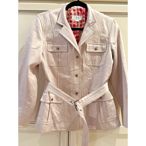 Danae Anthropologie Vintage Women's Button Front Tie Waist Beige Jacket S 4-6 - Picture 2 of 7